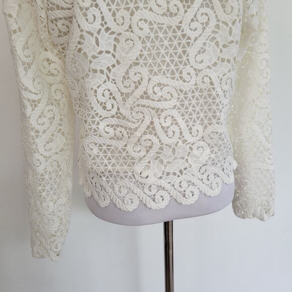 Yoana Baraschi White Lace Jacket Cropped Semi Sheer Scalloped Women 8 - Picture 7 of 14